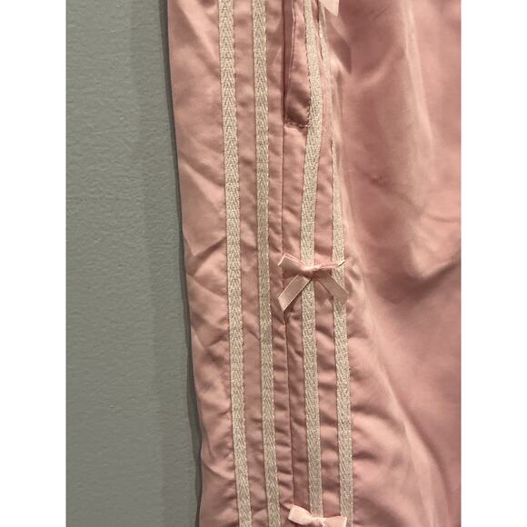 Sunday Retreat Womens Satin Track Pants Size XL Pink Coquette Bow Lace Kidcore - Picture 5 of 7